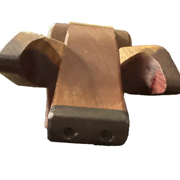 Vintage Hand carved Wooden Folk Piggy Pig Shaped Bank - Picture 4 of 13